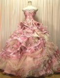 Sweet Pink Strapless Satin Tulle Sequin Beaded Diamond Long Ball Gown HZ1108