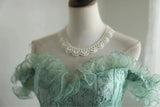 Green A-Line Tulle Beading Sequins Short Prom Dress Homecoming Dress HZ1108