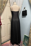 Navy Blue Mermaid Spaghetti Strap Tulle Beading Long Prom Dress V-Neck Vintage Party Dress HZ1108