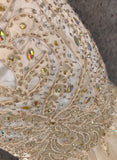 Light Champagne Mermaid Sweetheart Neck Beaded Tulle Long Ball Dress Vintage Evening Dress HZ1108