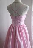 A-Line Spaghetti Strap Satin Long Bridesmaid Dress Birthday Quinceanera Dress Prom Dress HZ1108