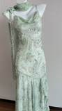 Elegant Green Mermaid Formal Dresses Beaded Chiffon Open Back Long Prom Dresses Spaghetti Straps Guest Dresses HZ1108
