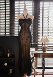 Mermaid Halter Neck Tulle Applique Long Prom Dress HZ1108