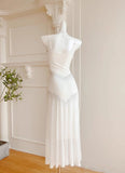 Gentle White Bodycon Dress Spaghetti Straps Prom Dress Graduation Prom Adult Ceremony Dress HZ1108