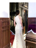 Light Apricot Mermaid Turtleneck Tulle 3D Flower Prom Dress HZ1108