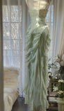Chiffon Sheath Spaghetti Strap Ruffled Prom Dress with Beading Evening Dress HZ1108