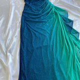 Glitter Blue Sweetheart Neck Bodycon Dress Ruffled Party Dress Spaghetti Strap Evening Dress HZ1108