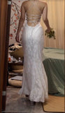 White Elegant Spaghetti Strap Mermaid Long Prom Dress Simple Wedding Party Dress HZ1108