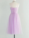 Sweet Pink Spaghetti Strap Tulle Short Prom Dress Homecoming Dress HZ1108