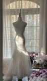 Fairy White Spaghetti Strap Mermaid Tulle Sequined Ball Dress Birthday Dress HZ1108