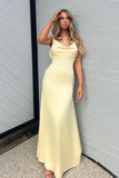 ??Romantic Yellow Pearl Strap Prom Dress for Birthday&Quinceanera-??Glam Satin Sexy Backless Evening Dress HZ1108