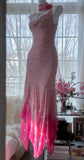 ?? Cinderella Pink A-Line Evening Gown - Iridescent Beaded Tulle with Soft Chiffon Layers for Sweet 16 HZ1108