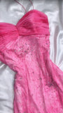 Pink Princess Style Beaded Chiffon Prom Dress for Party Glitter 90s Retro A-Line Evening Gown HZ1108