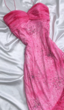 Pink Princess Style Beaded Chiffon Prom Dress for Party Glitter 90s Retro A-Line Evening Gown HZ1108