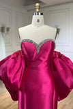 Elegant Fuchsia Sweetheart Mermaid Satin Long Prom Dress Simple Formal Evening Dress HZ1108