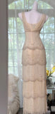 Elegant Pearl White V-neck Chiffon Beaded Evening Dresses Simple Wedding Guest Dresses with Embroidered Appliques HZ1108