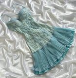 Sweet Tiffany Blue Spaghetti Strap Chiffon Party Dresses Lace Applique Short Prom Dresses Homecoming Dress HZ1108