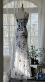 Vintage Elegant Spaghetti Straps Mermaid Applique Chiffon Evening Dress Party Dress HZ1108