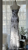 Vintage Elegant Spaghetti Straps Mermaid Applique Chiffon Evening Dress Party Dress HZ1108