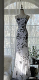 Vintage Elegant Spaghetti Straps Mermaid Applique Chiffon Evening Dress Party Dress HZ1108
