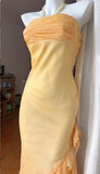 Fairytale Strapless Ruffled Sheath Party Dresses Gradient Orange Formal Evening Dress HZ1108