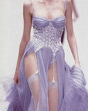 Fairytale Purple Spaghetti Straps Tulle A-Line Long Prom Dresses with Slits HZ1108