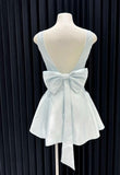 Cute Square Neck A-line Backless Birthday Dress Bow Short Prom Dress Sweet Homecoming Dress HZ1108