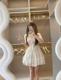 Pink Satin A-line Homecoming Dress Lace Spaghetti Strap Short Prom Dress for Party HZ1108