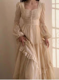 Vintage Palace Style Lace Chiffon Prom Dresses Fairytale Birthday Evening Gowns HZ1108