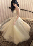 Sweet Light Apricot Spaghetti Straps Tulle A-Line Birthday Prom Dresses HZ1108