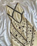 Vintage Beaded Chiffon Sheath Prom Dresses Backless Evening Dresses HZ1108