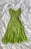 Fairytale Bud Green Sheath Short Prom Dresses Chiffon Beaded Backless Party Dress HZ1108