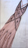 Retro V-neck Chiffon Sheath Beaded Prom Dresses HZ1108