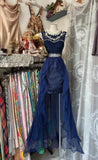 Elegant Crew Neck Tulle Mermaid Lace Applique Open Back Party Dresses HZ1108