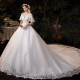 Wedding Dress 2023 New Bridal Wedding Gown With Long Train Lace Embroidery Ball Gown Princess Luxury Plus Size