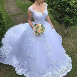 Elegant Amazing Neck Robe De Mariee Backless Princess Embroidery Vestido De Noiva Wedding Dress Luxury Lace Bride Dresses