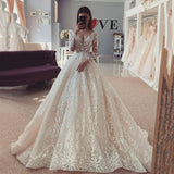 Chick BallGown Lace Wedding Dresses Sexy V-Neck Long Sleeves BOHO Bridal Gowns vestido de novia 2023
