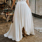 Skirt Only for Two Pieces Wedding Dresses 2023 Lace Top Short Sleeve Beach Bride Gowns