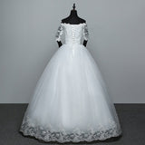 Sale Wedding Dress New Arrival Appliques Embroidery Lace Half Sleeve Sexy Boat Neck off shoulder Gown vestido de noiva