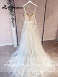 Unlined Bodice FLowy A Line Tulle Wedding Dress With V Neck Bridal Gown Beach Bridal Gown trouwjurk Robe de mariee
