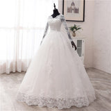 Spring Lace Appliques Wedding Dresses Long Sleeve Vestidos De Novia 2023 White V-Neck Princess Bride Wedding Gowns Plus Size