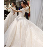 New Off The Shoulder Wedding Dress Sweep Train Ball Gown Wedding Gown Vestido De Noiva Luxury Prinecess Bride Dress