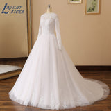 NICEB Robe De Mariee Wedding Dress Lace Applique Luxury A Line Bling Beading Long Sleeves Bride Ball Gown Custom Princess
