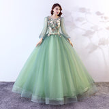 Quinceanera Dress Party Prom Formal Dress Full Sleeve Ball Gown Sweet Floral Print Quinceanera Dresses Vestido 15 Anos