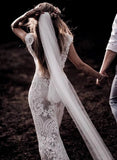 Short Sleeve Lace Sheath Boho Mermaid Wedding Dress V Neck Bohemian Wedding Bride Dress Real Photo Custom Made