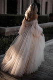Beach Wedding Dresses Pink 2023 Elegant Sweetheart Lantern Sleeve A-Line Lace Appliques Boho Bridal Gowns Custom Made 925