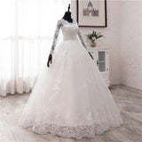 Spring Lace Appliques Wedding Dresses Long Sleeve Vestidos De Novia 2023 White V-Neck Princess Bride Wedding Gowns Plus Size