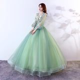 Quinceanera Dress Party Prom Formal Dress Full Sleeve Ball Gown Sweet Floral Print Quinceanera Dresses Vestido 15 Anos