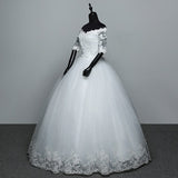 Sale Wedding Dress New Arrival Appliques Embroidery Lace Half Sleeve Sexy Boat Neck off shoulder Gown vestido de noiva