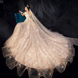 New O Neck Wedding Dress With Sweep Train Shining Sequins Lave Bridal Ball Gown Plus Size Custom Made Vestido De Noiva